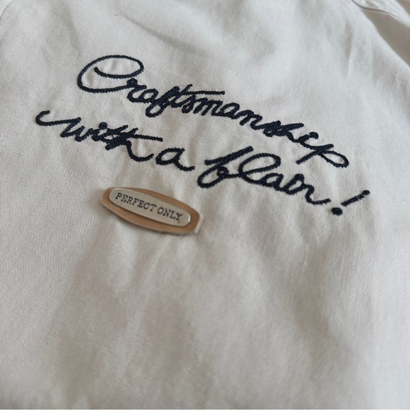 VINTAGE CHEVIGNON CRAFTSMANSHIP BEIGE COTTON BOMBER JACKET EMBROIDERY UNISEX L - Picture 11 of 15